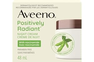 Aveeno Night Cream, Positively Radiant Intensive Brightening Face Moisturizer, 48 mL