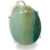 Natural Blue Peruvian Opal 925 Sterling Silver Pendant 30mm