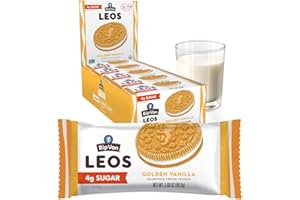RIP VAN WAFELS Rip Van LEOs - Golden Vanilla Sandwich Cookies - Low Sugar Snack Cookies - Low Carb Snack - Diabetic Snacks - 40 Low Sugar Cookies (10 Packs of 1.69oz)