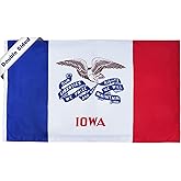 SYII Iowa Flag 3x5 Feet, Double Sided 3 Ply Iowa IA State Flags with 2 Brass Grommets, Heavy Duty Polyester Vivid Color Outdoor Banner