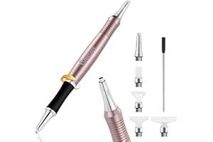 benote Diamond Art Pen, Twist Drill Pen Diamond Art Tools with Square and Round Pen Tips Multi Replacement Pen Heads Wax, for Art DIY Craft Adults or Kids - B9 Rose Gold