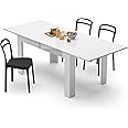 Mobili Fiver, Easy, Extendable Dining Table, 55,1(86,6) x35,4 in, High Gloss White, for 6-8 People, Expandable Dining Table for Kitchen, Italian Furniture