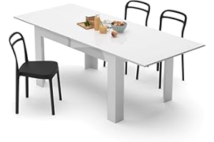 Mobili Fiver, Easy, Extendable Dining Table, High Gloss White, Made in Italy