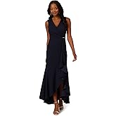 Adrianna Papell Womens Ruffle Flounce Crepe Gown