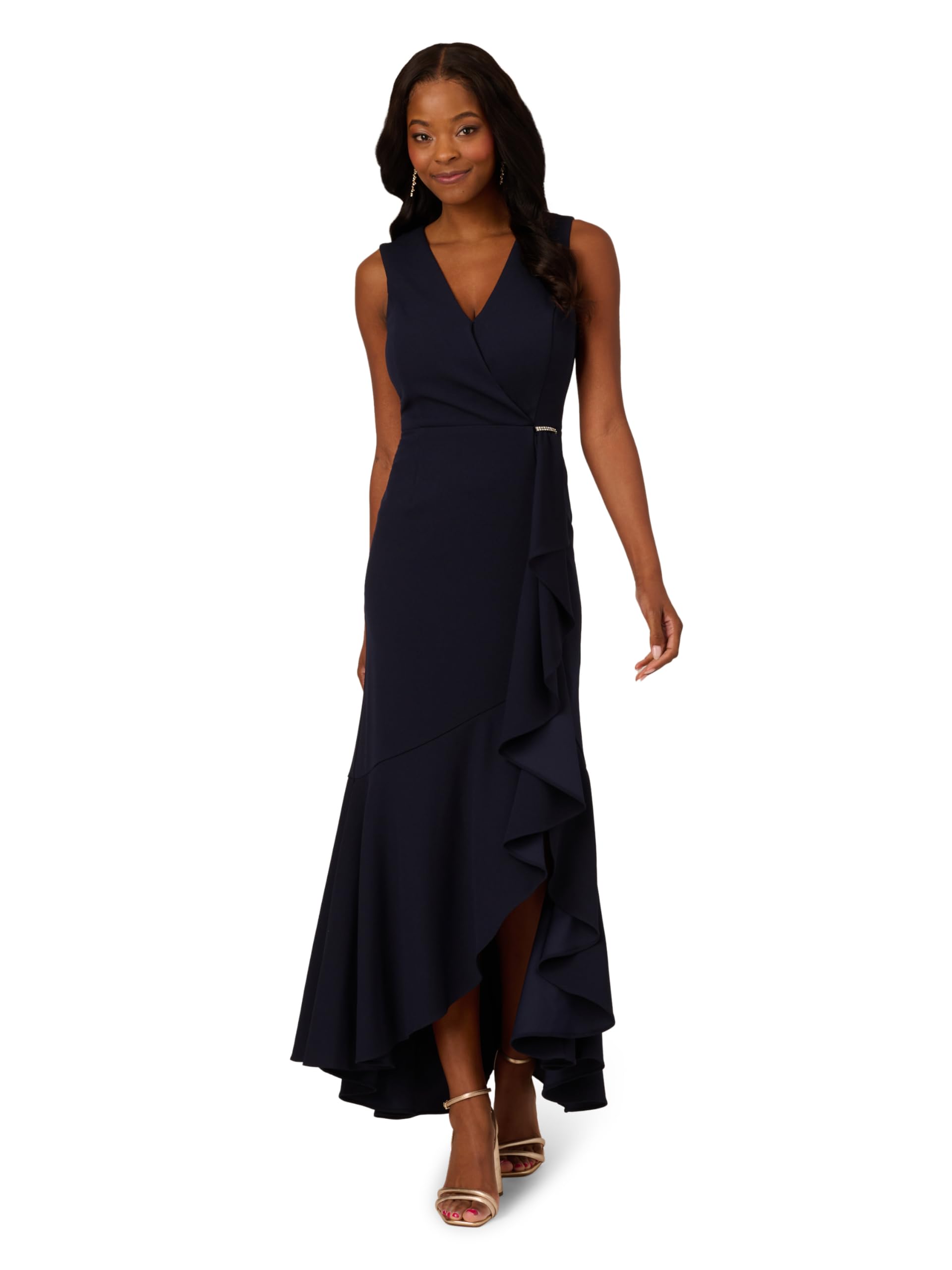 Photo 1 of Adrianna Papell Women's Ruffle Flounce Crepe Gown, Midnight (Size unknown)