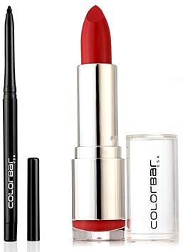 Colorbar Velvet Matte Lipstick, Peach Crush, 4.2g + Colorbar Mesmereyes Kajal, Black 001, 0.35g
