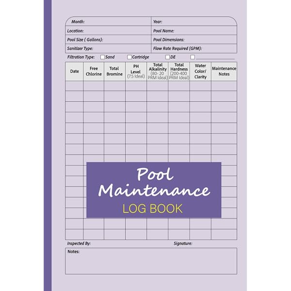 Swimming Pool Log Sheet: Daily Maintenance Pool Logbook Diary And Checklist:  Press, Ehinold: 9798656658911: Amazon.com: Books
