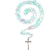 Catholic Rosary Beads for Women, Handmade Imitation Glass Pearl Rosary Necklace With Crucifix Cross, First Communion Gifts, Wall Crosses Christian Gifts