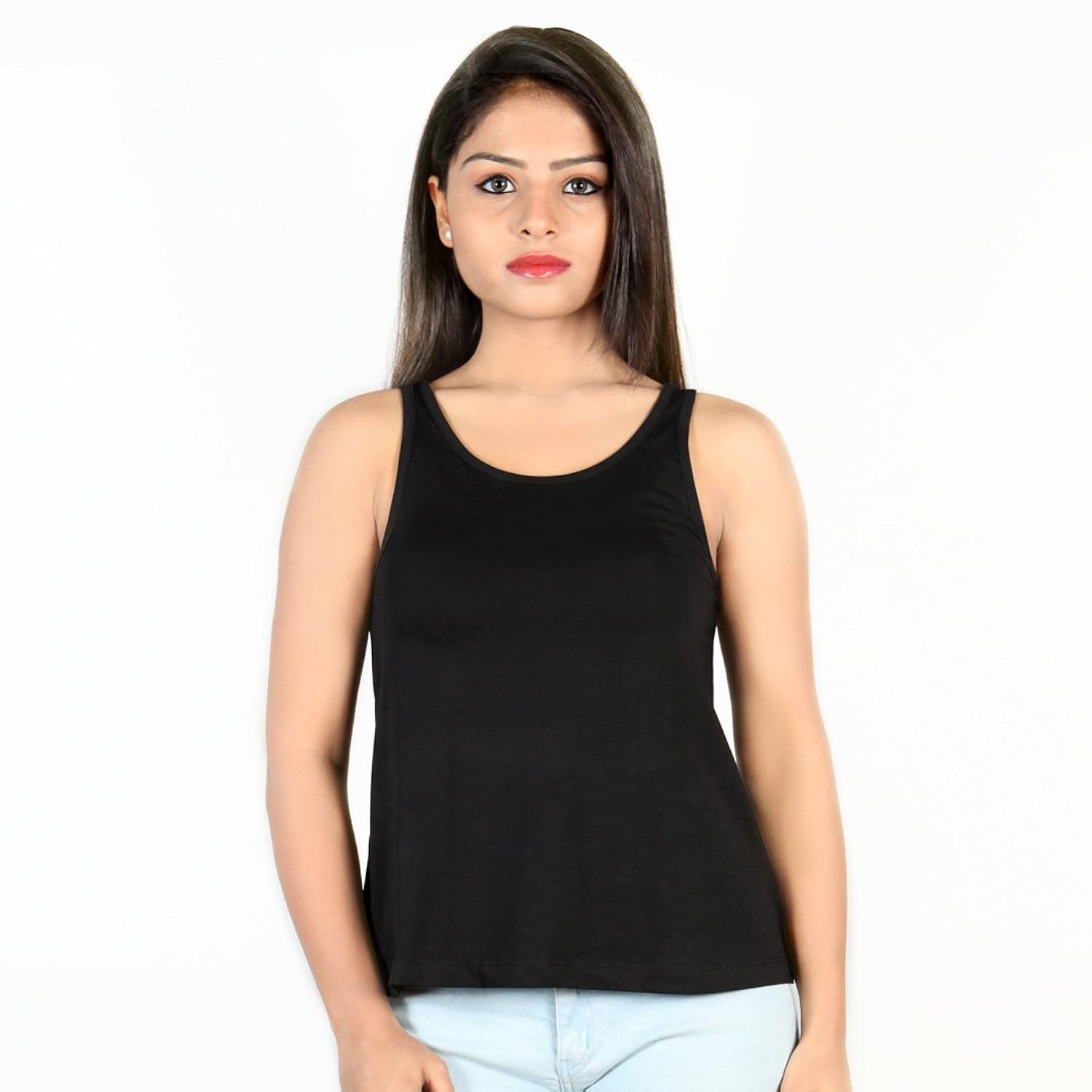 letizia women's cotton a-line tank top pack of 2 (white & black)