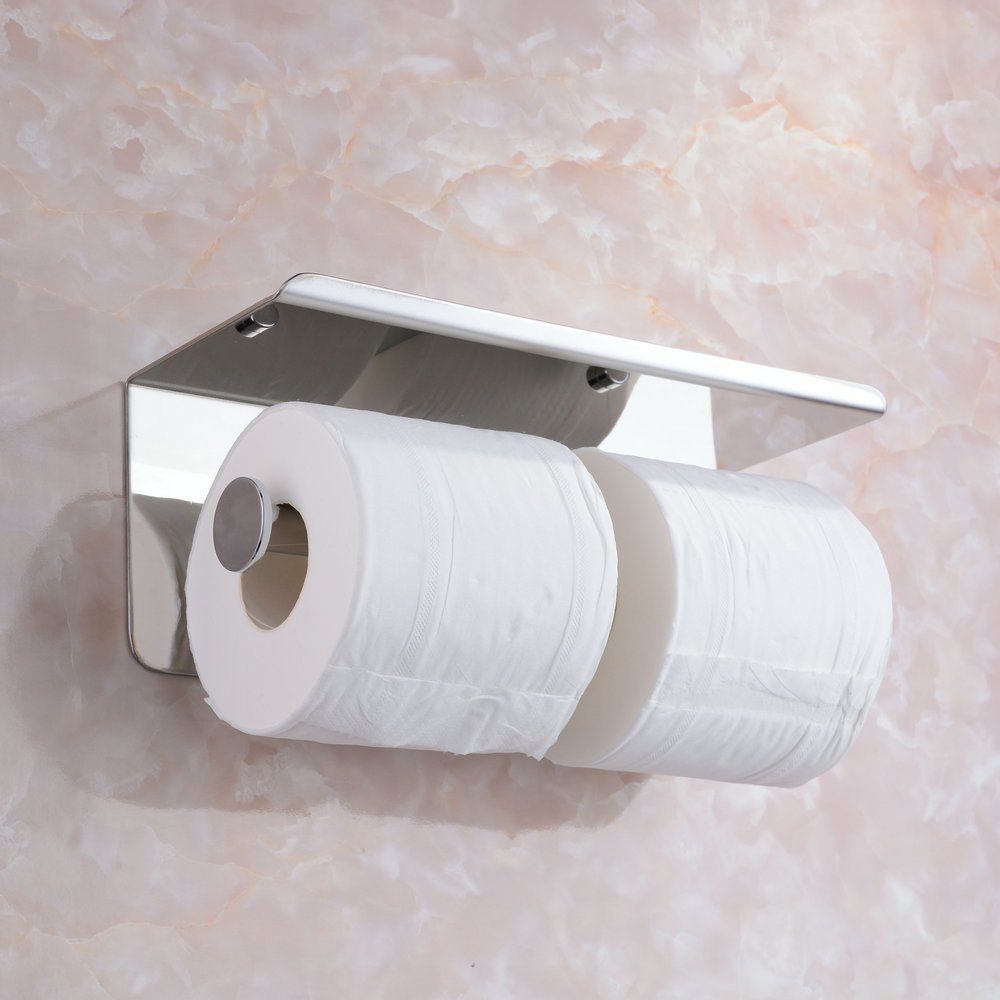 Beelee SUS 304 Stainless Steel Double Roll Toilet Paper Holder Storage