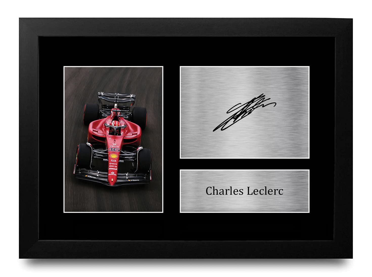 HWC Trading FR A4 Charles Leclerc Formula 1 Gifts Printed Signed Autograph Picture for F1 Formula 1 Racing Fans - A4 Framed