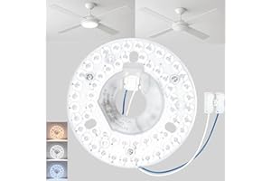 AUPRUN 4.92" Ceiling Fan LED Light Board Replacement Upgrade Retrofit Kit Bright Dimmable 120V 18W 3CCT 3000K 4000K 6000K Daylight 1500LM PCB Panel, Magnetic or Screw Easy Install in 5min to Reilluminate ETL