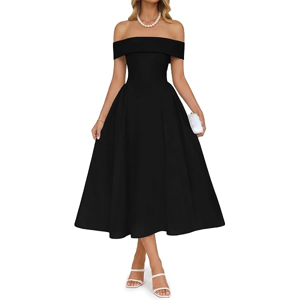 knitted off the shoulder dress Off-Shoulder Knitted Dress in Black Black / EU 40 / L