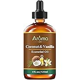 Coconut Vanilla Essential Oil 4FL.Oz - Essential Oils for Diffusers for Home & Aromatherapy - Vanilla Oil for Diffuser, Humidifier, Scented Oils for DIY Soap, Candle Making