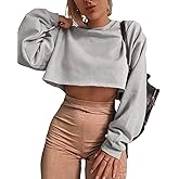 Artfish Women's Crewneck Long Sleeve Crop Tops Workout Casual Pullover Loose Sweatshirts