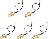 Jopto 5PCS 10cm RP-SMA Male Bulkhead to U.FL IPX-4 MHF4 Pigtail Cable Black view 1