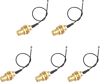 Jopto 5PCS SMA Female to U.FL IPX-4 0.81 Mini PCI Pigtail Antenna Cable for WiFi