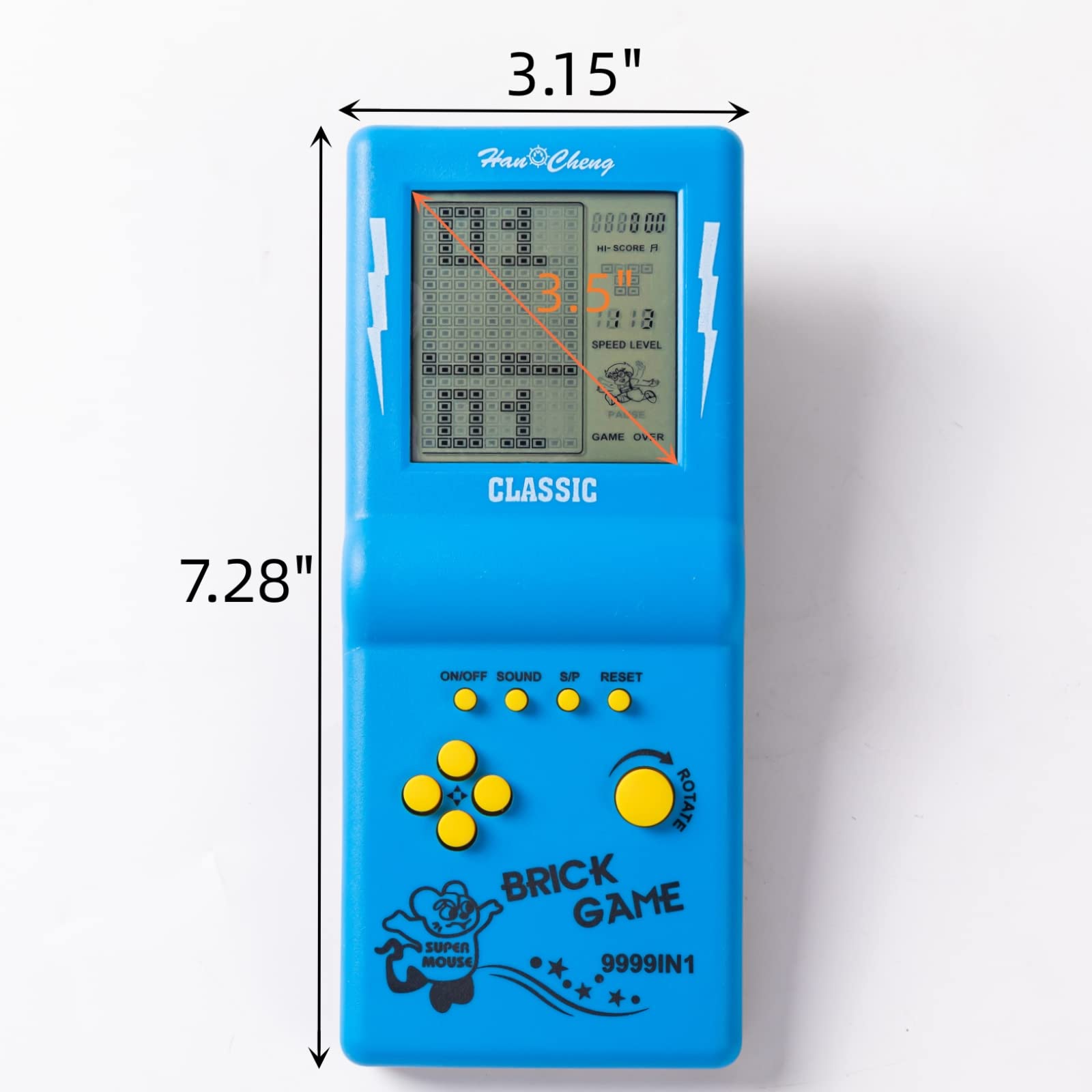 Brick Game Console, Retro Handheld Game Console,Tank/Racing/Building Block Game,3.5-inch Large Screen,Built-in 23 Games(Blue)