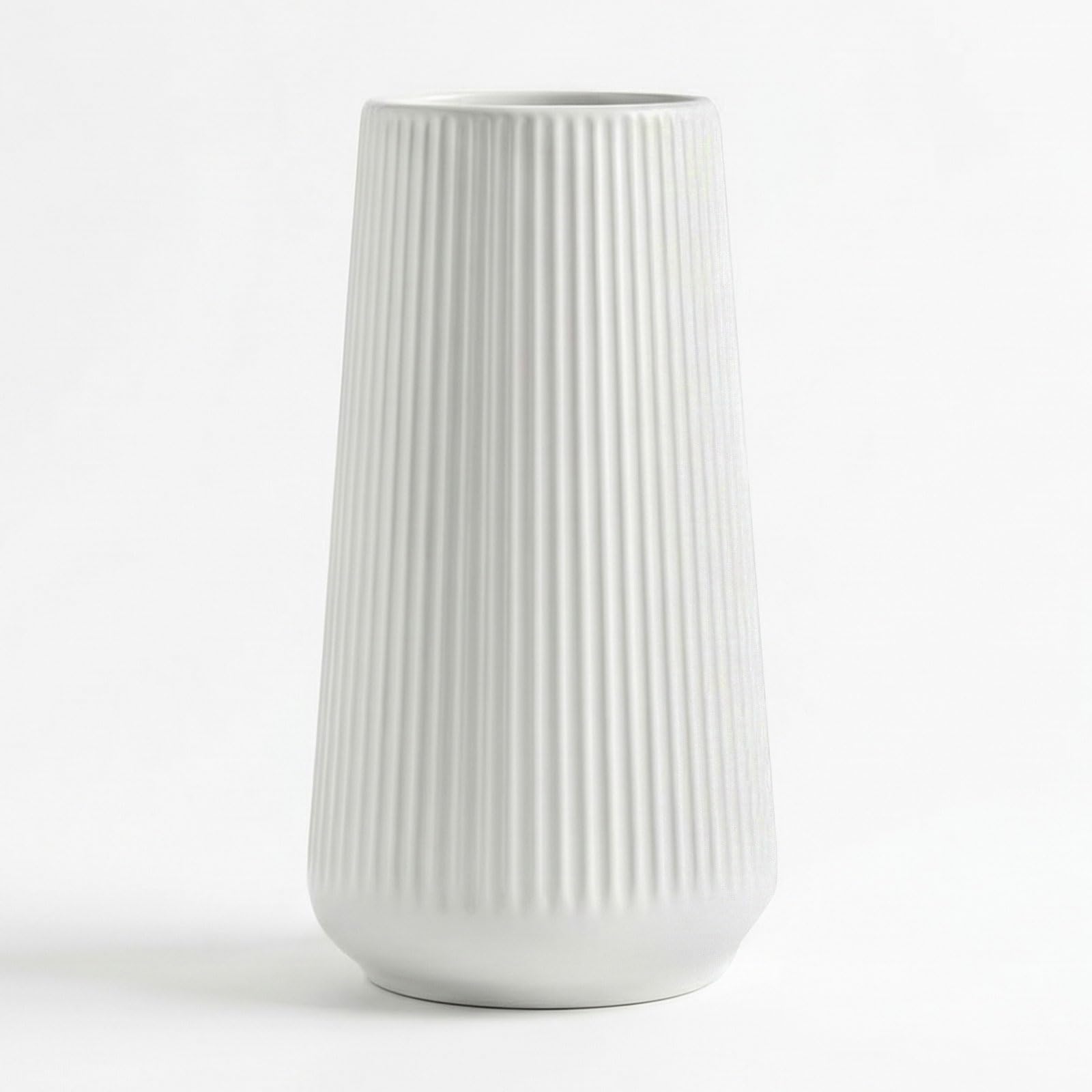 White Ceramic Vase, 8 Inch Flower Vases for Pampas Grass and Dried Flowers, Modern Vase for Living Room Table, Kitchen Shelf, Wedding Centerpiece Decor