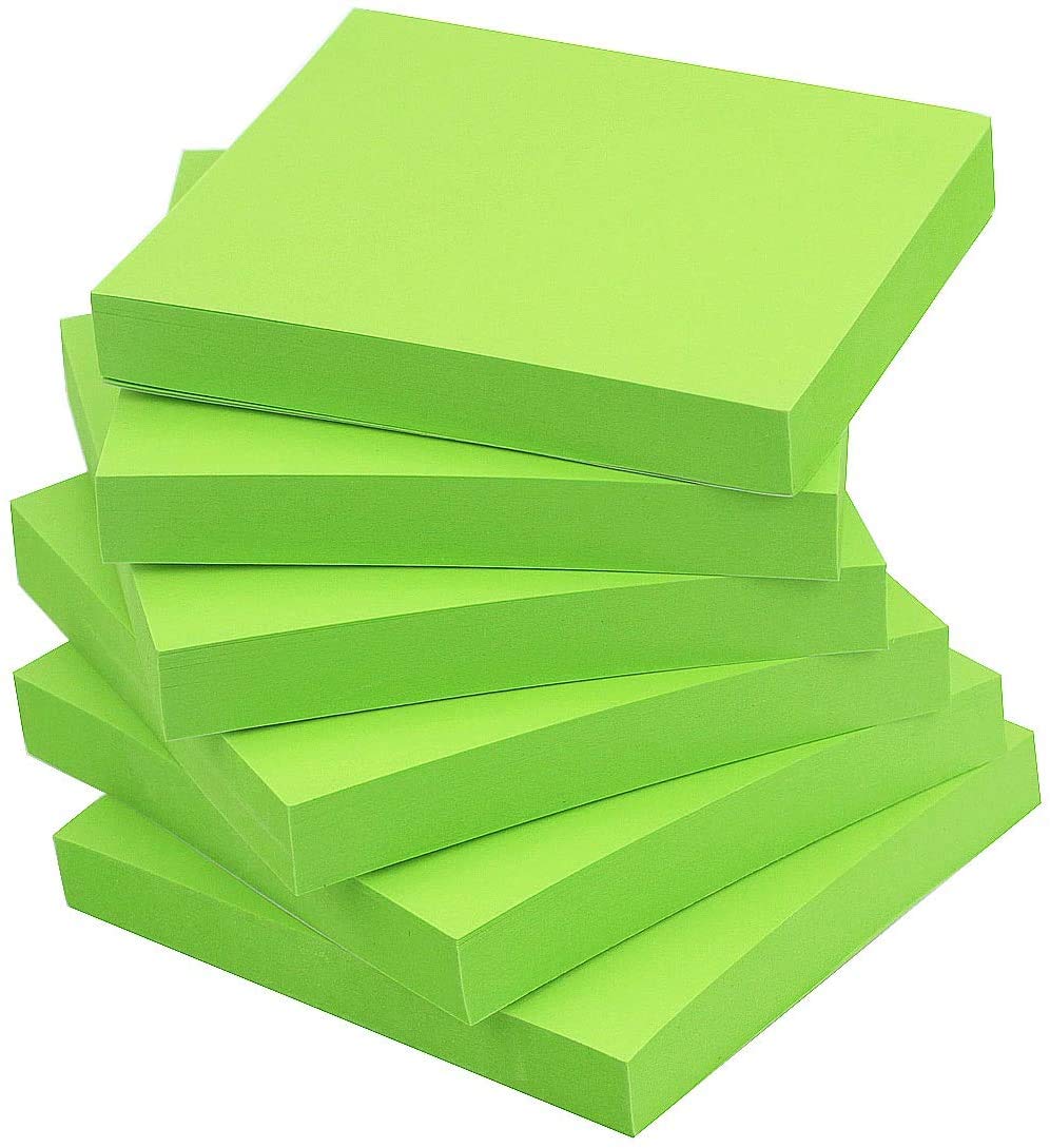Early Buy 3x3 Sticky Notes Color Self-Stick Notes 6 Pads/Pack (Green)