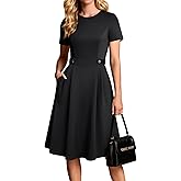 GRACE KARIN Church Dresses for Women 2026 Short Sleeve A Line Work Dresses Fit and Flare Dress with Pockets