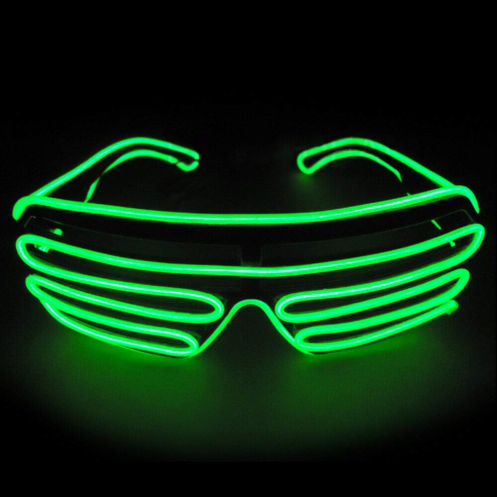Neon El Wire LED Light Up led glasses with Shutter Standard Control Box Funny Amazing Cool Glasses Eyeglasses Eyewear for Christmas Halloween Wild Party,Dance Ball,Crazy Parties, Raves (Green)