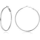 Jewlpire 14K Gold Plated 925 Sterling Sliver Post Hoop Earrings, 2MM Thick Hoop earrings Lightweight Large Hoop Earrings for Women Trendy 20/30/40/50/60/70mm