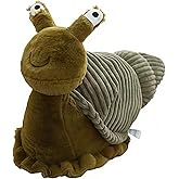 HOKESS Cute Plush Snail Stuffed Animal, Olive Green and Gray Striped Shell, 11 Inch Soft Cuddly Toy, Birthday Gift for Kids and Adults