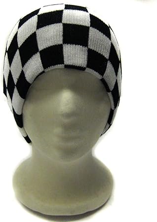 black and white checkered hat