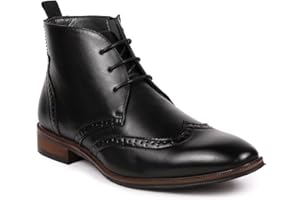 Metrocharm MC116 Men's Lace Up Perforated Wing Tip Formal Dress Ankle Boots