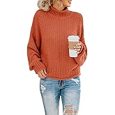 Saodimallsu Womens Turtleneck Oversized Sweaters Batwing Long Sleeve Pullover Loose Chunky Knit Jumper