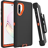 Case for Galaxy Note 10 with Clip, Heavy-Duty Tough Rugged Shockproof Drop Protective Cover Cases for Samsung Galaxy Note 10, Black+Orange