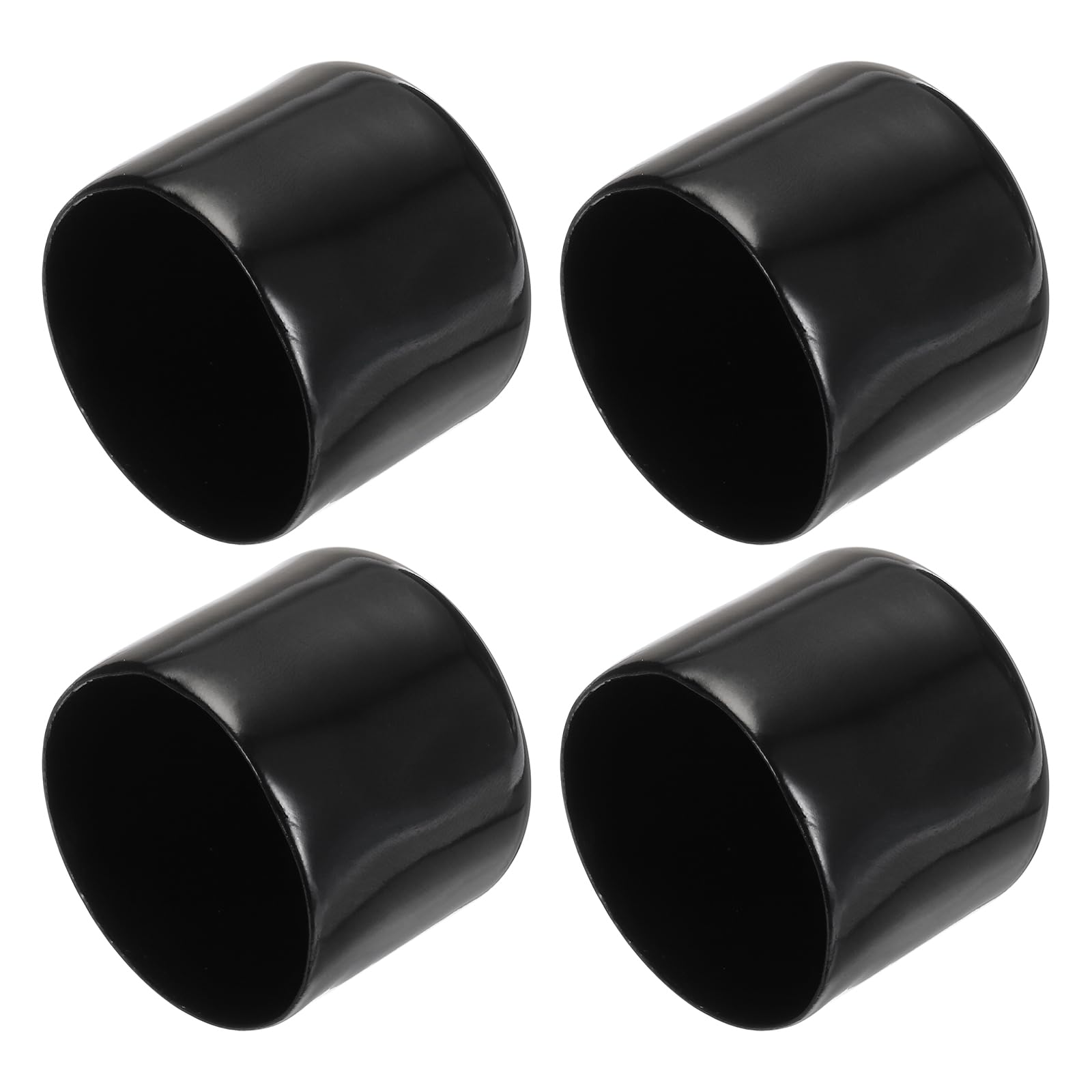 PATIKIL 38MM Vinyl Rubber End Caps, 4 Pack Flexible Bolt Screw Covers Caps Round Thread Protector Caps for Metal Tubing Rod Bolts, Black