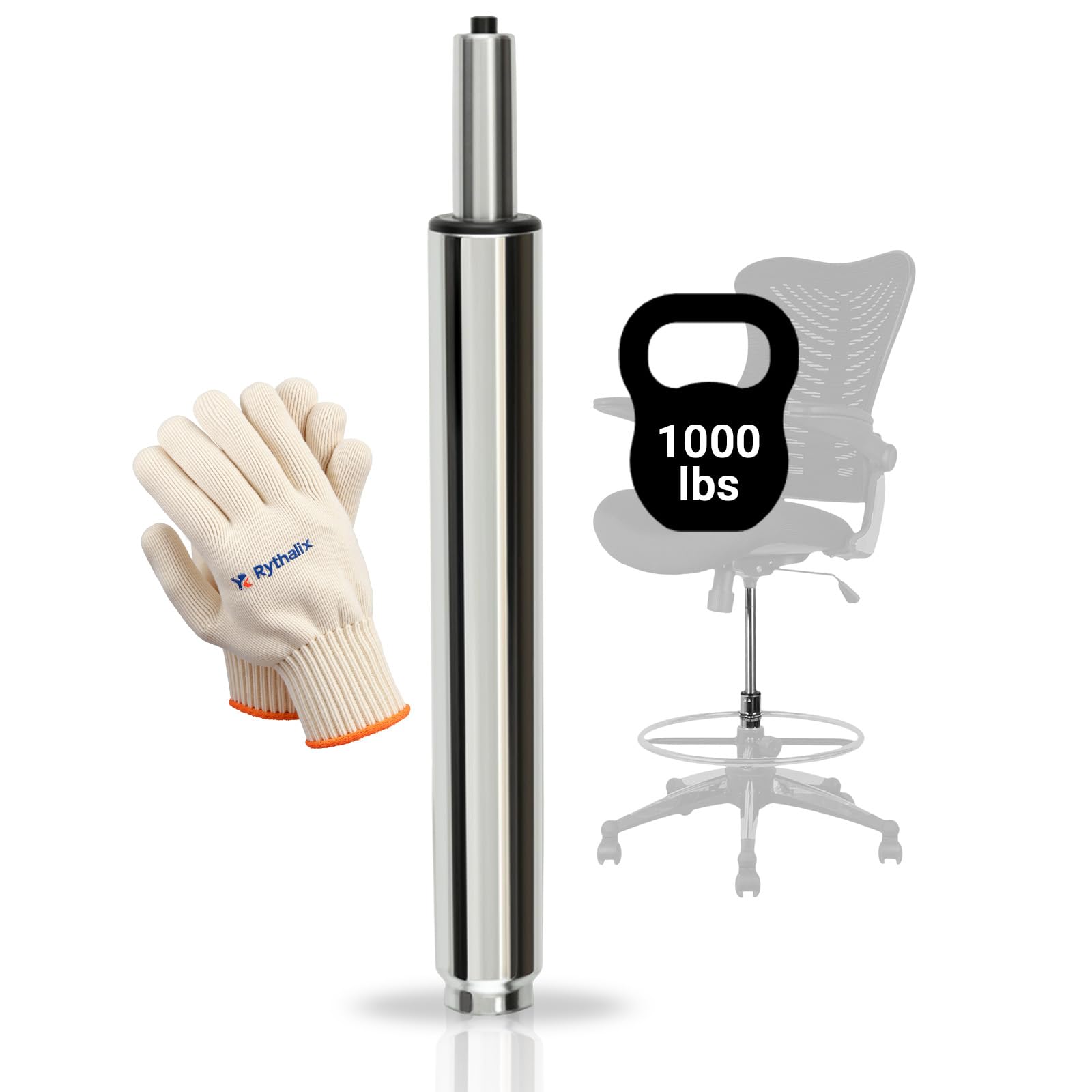 Photo 1 of Rythalix 17 Inches-27 Inches Extra Long Gas Lift Cylinder Tube for Bar Stool - 10'' Stroke, Heavy Duty 1000lbs Class 4 Hydraulic Pneumatic Cylinder Shock Piston Fit for Sinking Drafting Chair