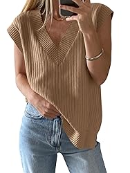 Saodimallsu Womens V Neck Sweater Vest Oversized