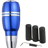 Arenbel 4" Push Button Gear Shift Knob Polished Car Shifter Grip Handle | Alloy Gear Shifter Head with Push-to-release Button, JDM Style Racing Modification Fit Most Auto Transmission Vehicles, Blue