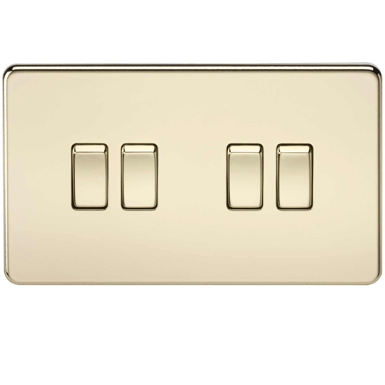 Knightsbridge SF4100PB Screwless 10 A 4-Gang 2 Way Switch, Polished Brass
