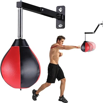 Amazon Com Speed Bag Boxing Punching Bag Wall Mounted Height Adjustable Strong Durable Boxing Speed Punching Bag With Stand For Men Women Kids Sports Outdoors