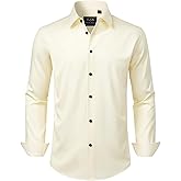 J.VER Men's Dress Shirts Stretch Long Sleeve Formal Shirt Solid Business Casual Button Down Shirts for Wedding Prom