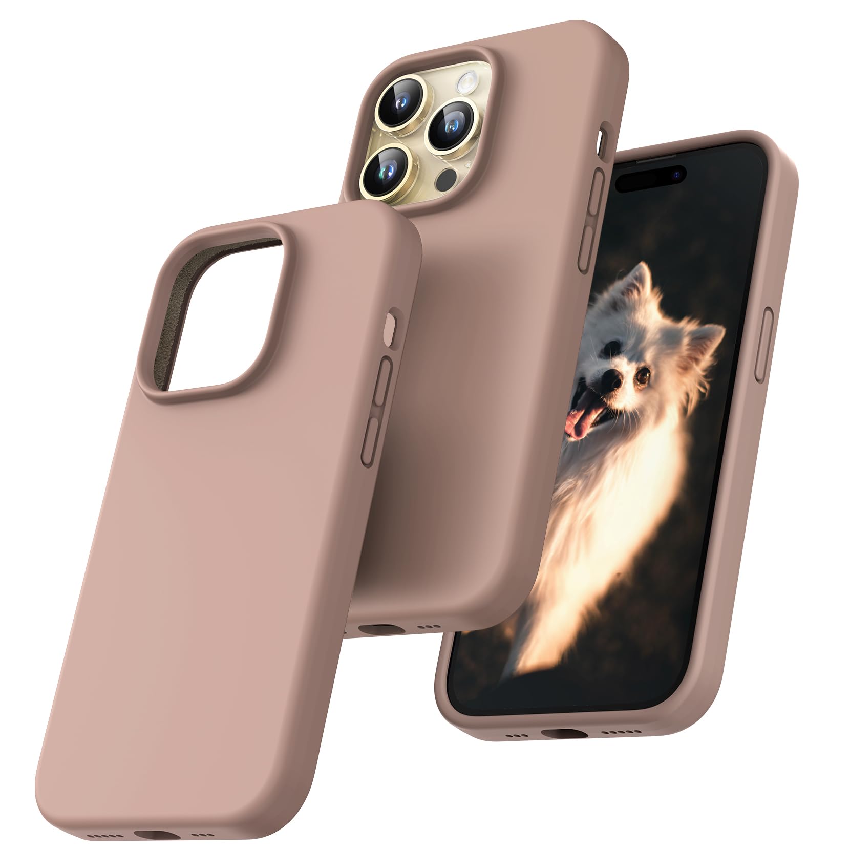 TOCOL Silicone for iPhone 14 Pro Max Case 6.7-Inch, Liquid Silicone Multi-Color Slim Silky-Soft Touch Anti-Scratch Shockproof Protective Phone Cover, Brown