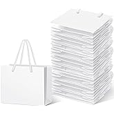 Fainne 24 Pcs White Mini Gift Bags with Handle Gift Card Bags Bulk Extra Small Paper Party Favor Boxes Tiny for Valentine Wedding Baby Shower Birthday Wrapping Supplies, 4.7 x 3.9 x 2.3 Inch