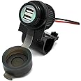 Cliff Top Motorcycle USB Charger Waterproof Dual USB Port 4A 20W, with Magnetic Power Switch Heavy Duty for 7/8’’ and 1’’ Handlebars - Prevents Battery Drain