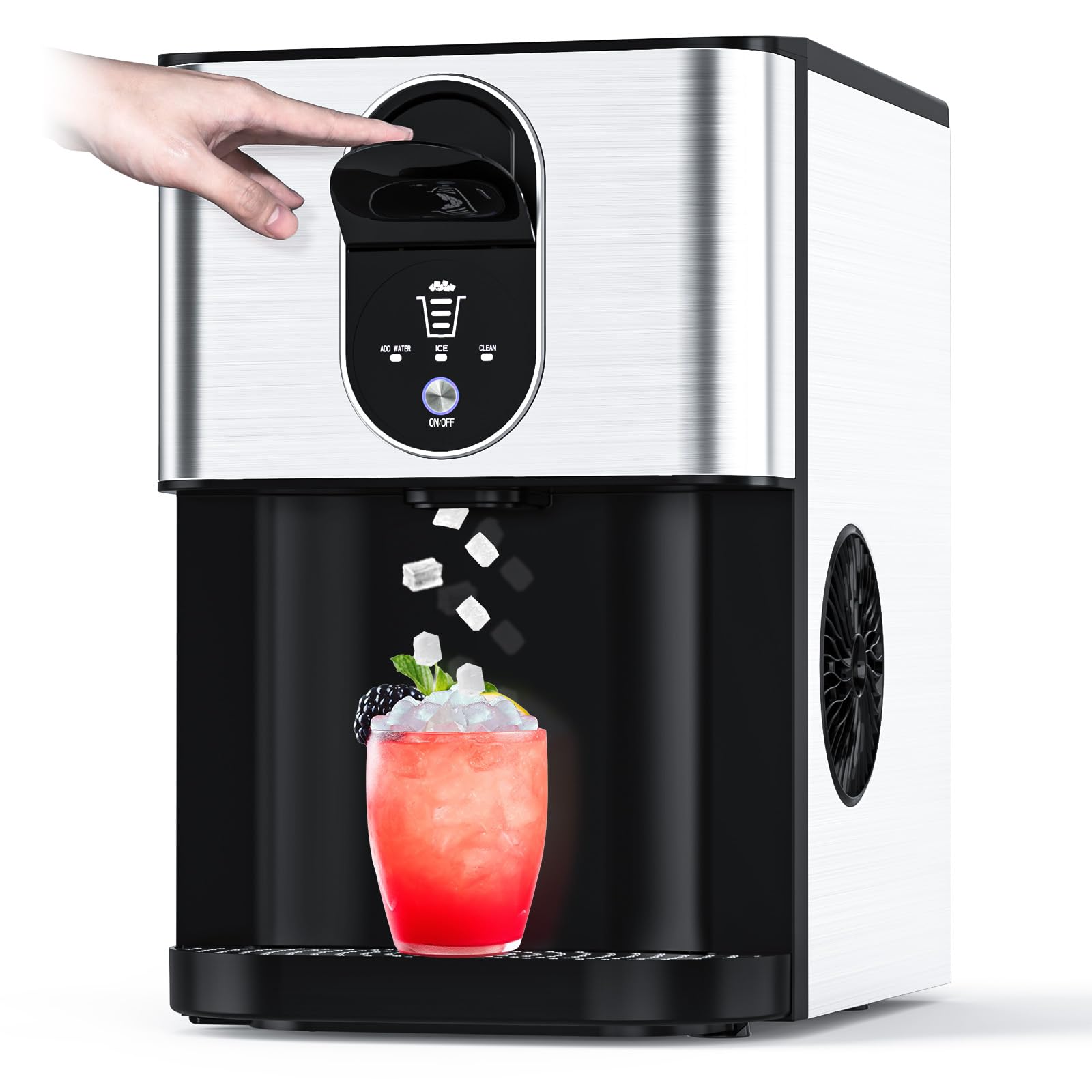 Photo 1 of **POSSIBLY FOR PARTS UNKNOWN DAMAGE/UNTESTED** Portable Nugget Ice Maker Countertop, Self-Dispensing Pebble Ice Maker, 44 lbs/Day Soft Chewable Pellet Ice Machine for Home, Kitchen, Bar, Single Button Operation, Compact Design Ice Making Machine