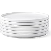 AmorArc Stoneware Dinner Plates Set of 6, 10.5 Inch Reactive Matte Glaze Ceramic Plates Set, Modern Dinnerware Dish set for Kitchen,Microwave, Dishwasher Safe, Scratch Resistant,Matte White