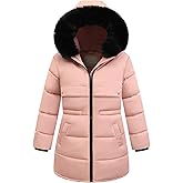 CICVSOC Girl's Winter Long Coat Parka Kids Warm Hooded Puffer Jacket Long-lasting