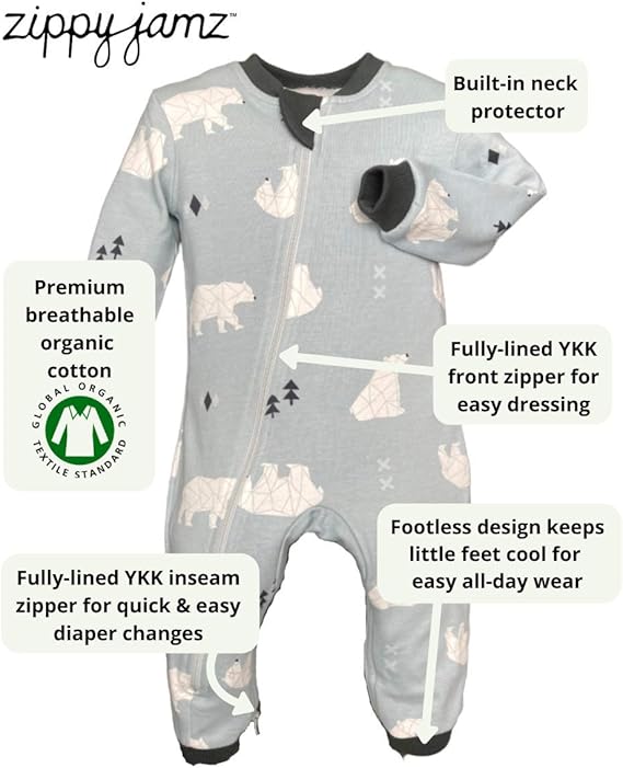 footless zipper pajamas baby