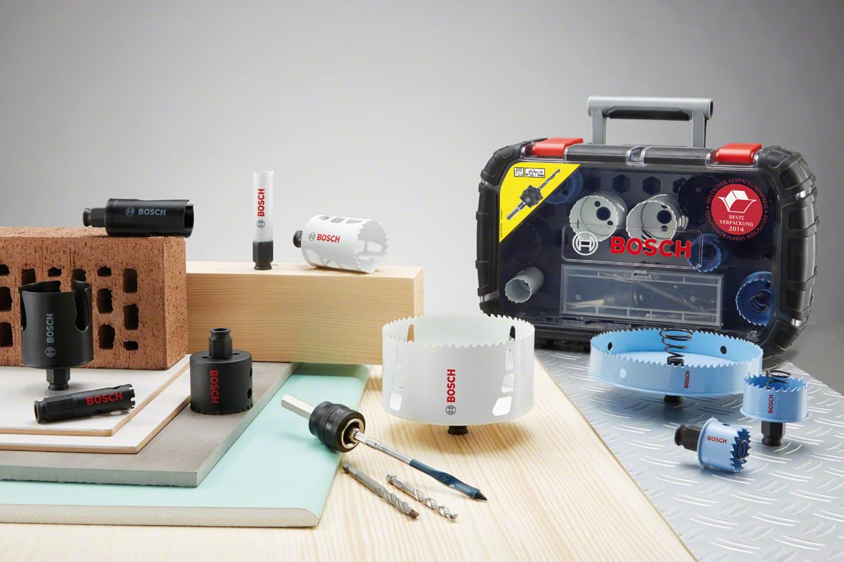 Bosch 11 tlg. Lochsägen Set (für Hart und Weichholz, furniertes Holz, Ø 22-68 mm, Zubehör Bohrmaschine) 5