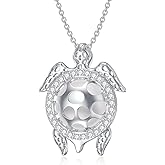 SHINYKEND Freshwater Pearl Turtle Necklace for Girls Women, 925 Sterling Silver CZ Sea Turtle Pendant Jewelry Gifts Valentine's Day Birthday Mother’s day