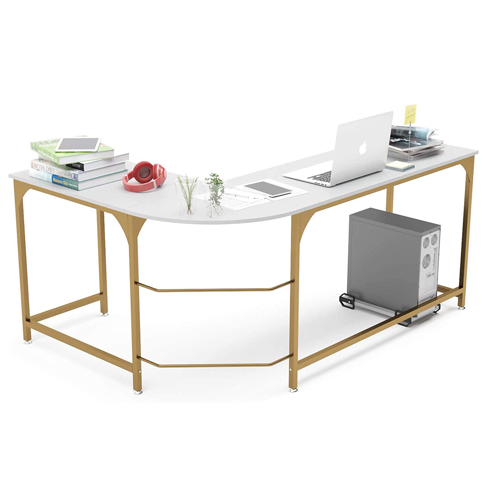 Teraves Reversible LShaped Desk Corner Gaming Computer Desk Office