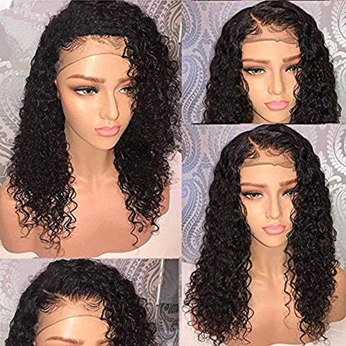 Meodi Hair Fashion Curly Lace Front Human Hair Wigs Glueless Brazilian Virgin Hair Natural Curly Lace Wig (8inch lace front wig, Natural Color)